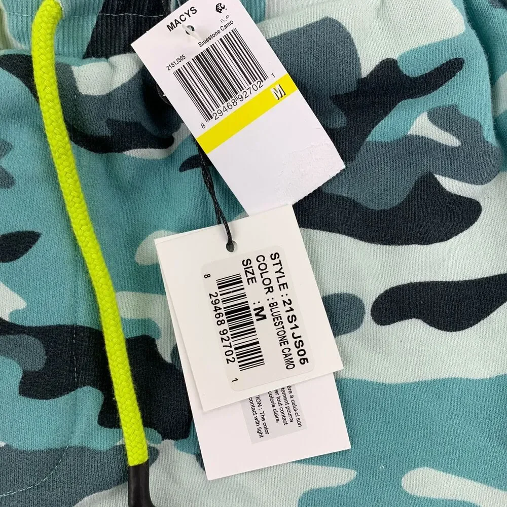 Eleven Paris Mens Camo Fleece Cargo Regular Fit Sweat Shorts Blue M
